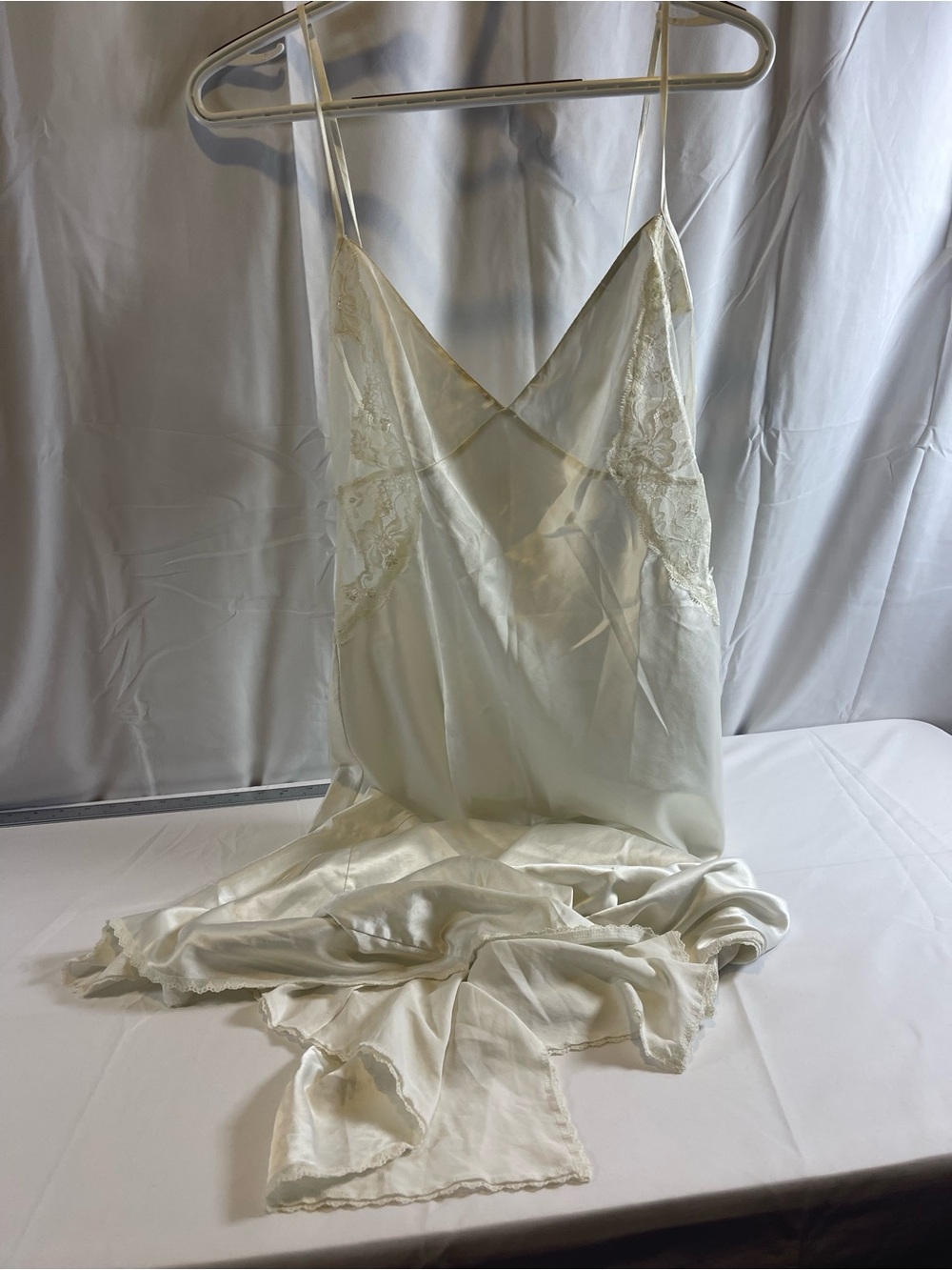 Victoria's Secret Ivory Satin Lace-Trim Slip